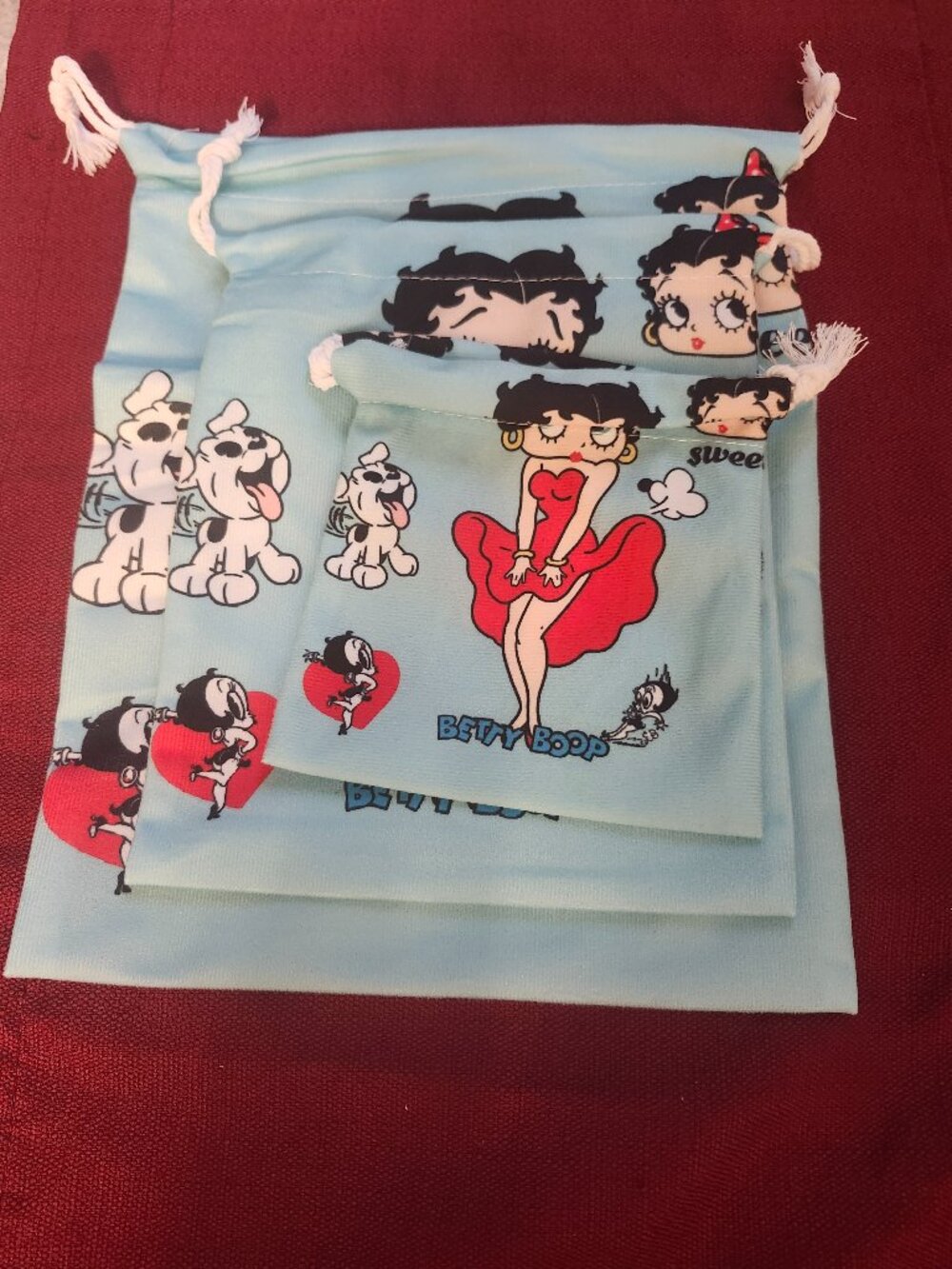 Betty boop Set of 3 drawstring bags S,M,L cloth